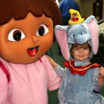 Dora with little girl dressed as Dumbo